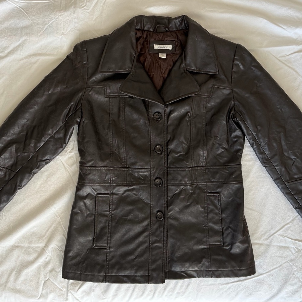 Dressbarn Dark Brown Leather Jacket